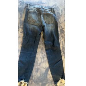 KanCan Signature Women's Jeans Distressed Frayed Hem Button Fly Blue Size 28